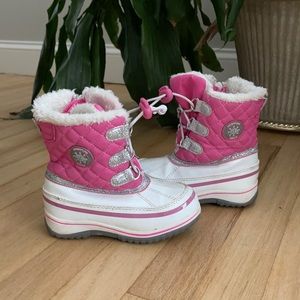 Pink & Silver Glitter Snow Boots